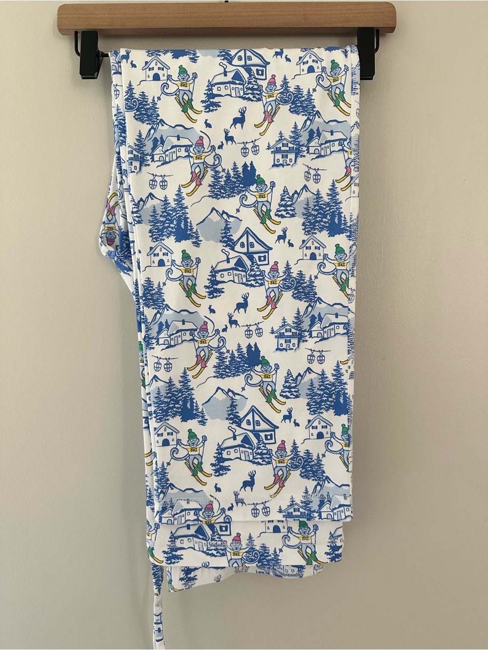 Roller Rabbit Ski Toile White & Blue Winter Village Pajama Pants 100% PimaCotton
